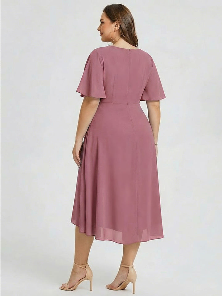 pretty FLORENCIA|Plus Size Midi Printed Mermaid Chiffon Dress