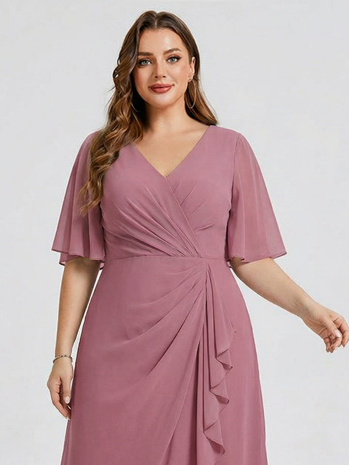 pretty FLORENCIA|Plus Size Midi Printed Mermaid Chiffon Dress