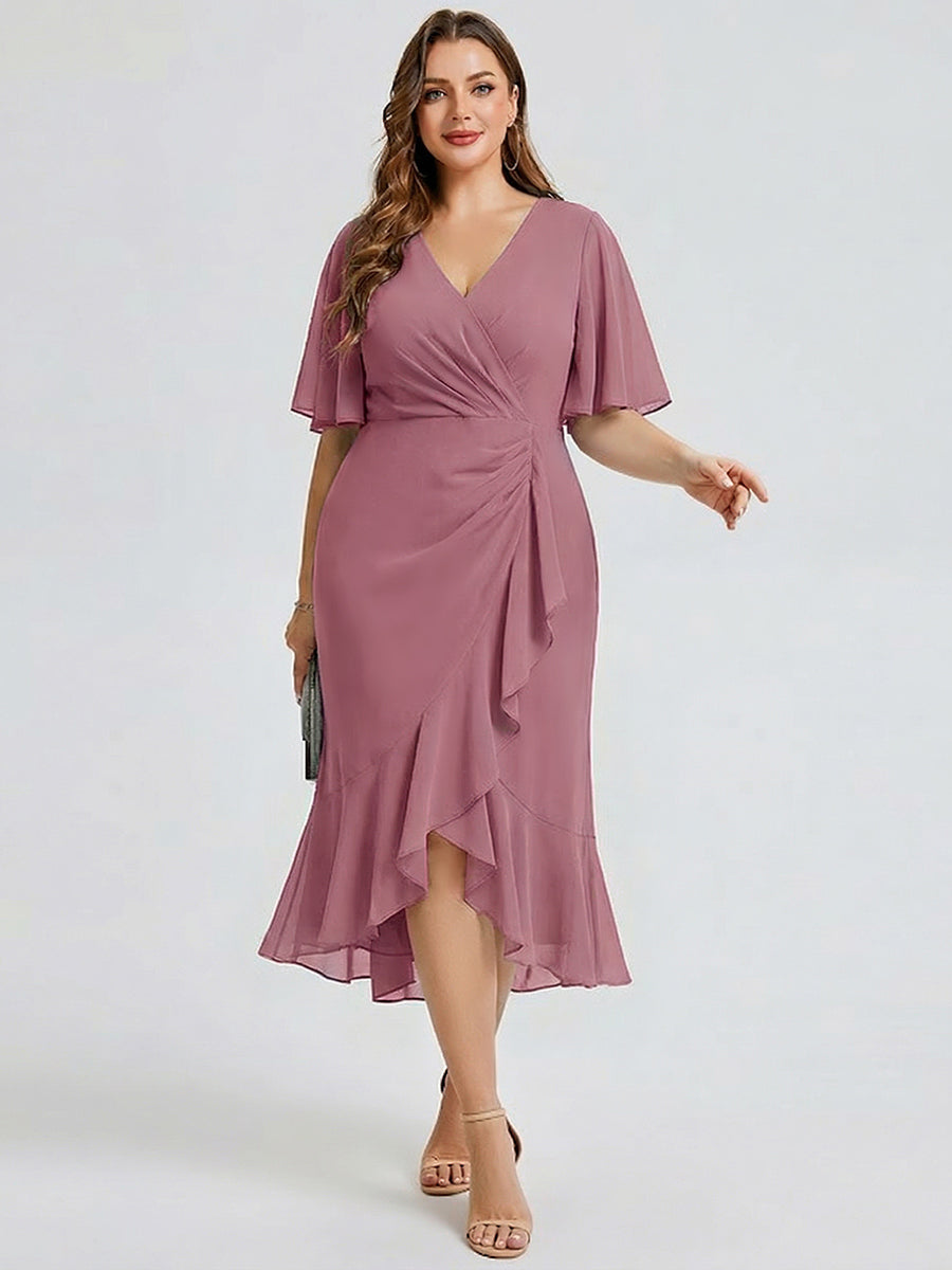 pretty FLORENCIA|Plus Size Midi Printed Mermaid Chiffon Dress