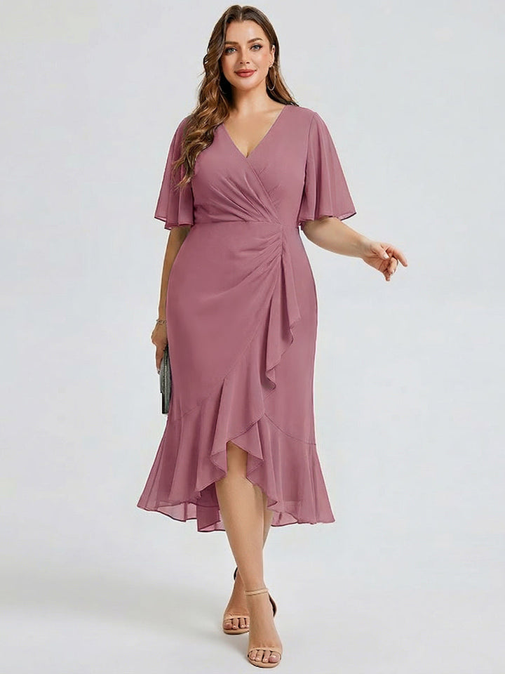pretty FLORENCIA|Plus Size Midi Printed Mermaid Chiffon Dress