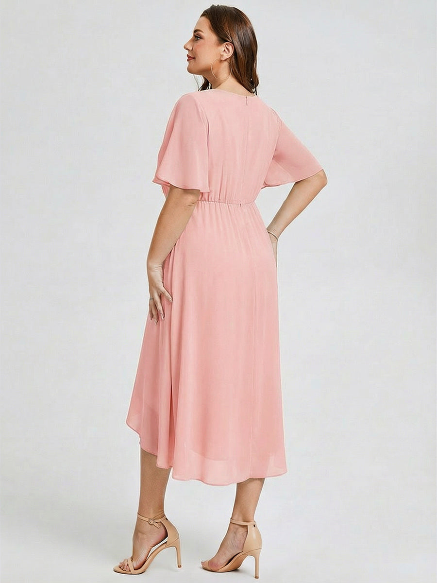 pretty FLORENCIA|Plus Size Printed Bodycon V-Neck Midi Dress