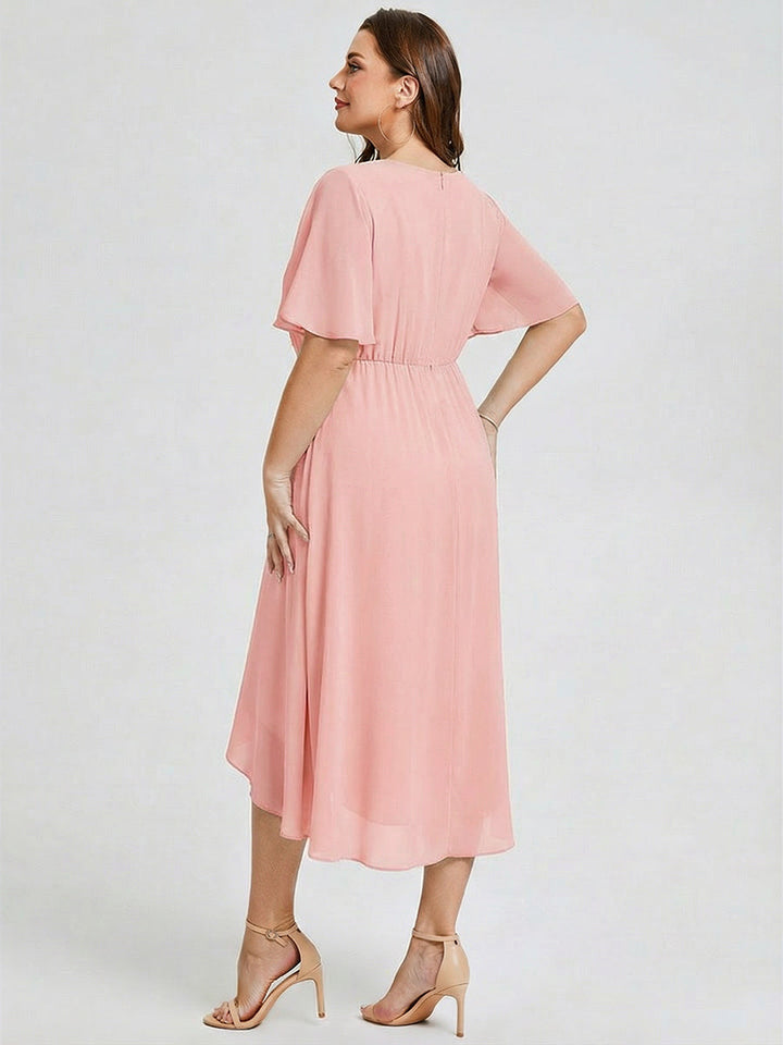 pretty FLORENCIA|Plus Size Printed Bodycon V-Neck Midi Dress