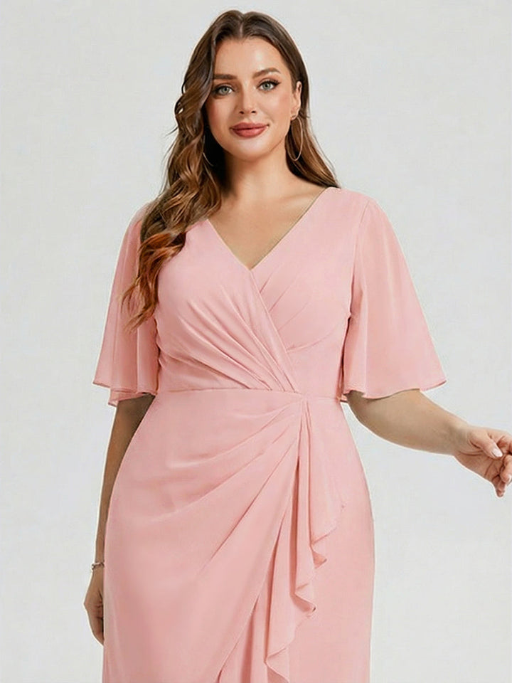 pretty FLORENCIA|Plus Size Printed Bodycon V-Neck Midi Dress