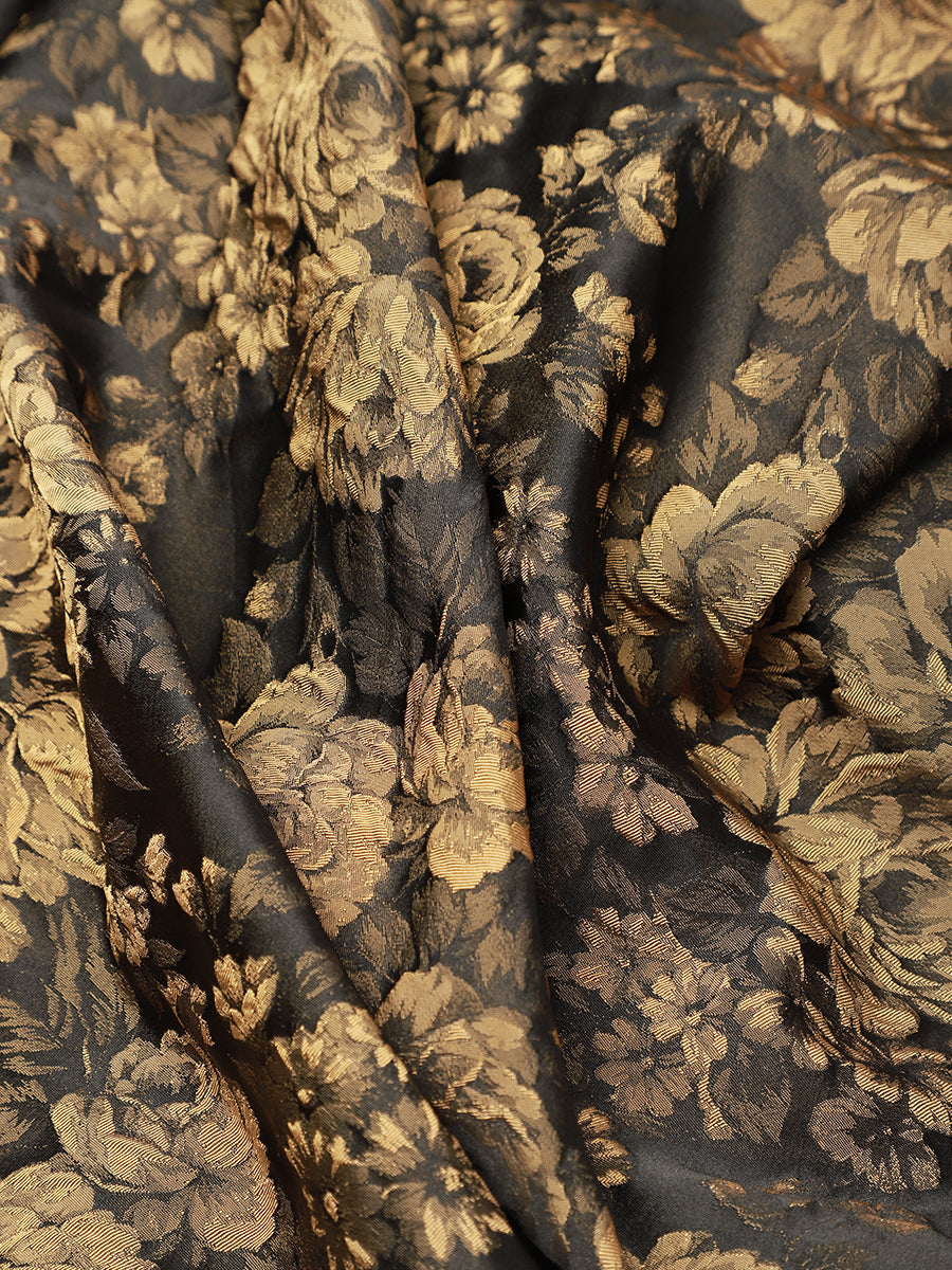 Floral Print Jacquard V-Neck Midi Wedding Guest Dress