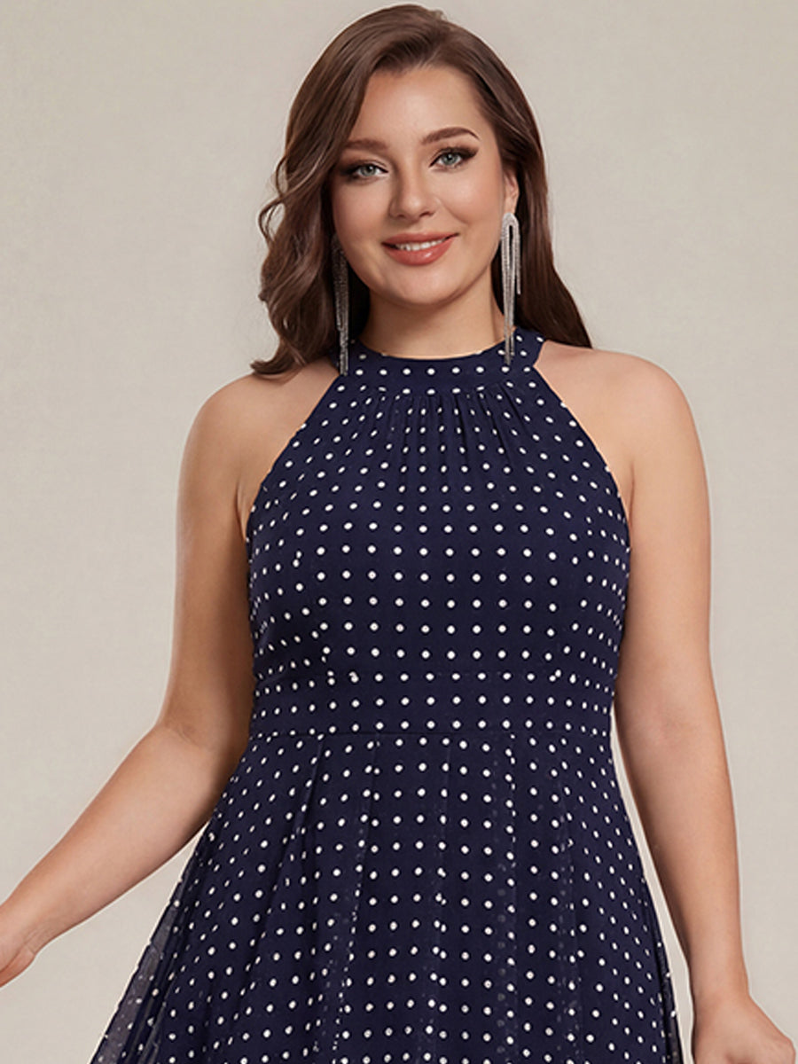 pretty POSIE|Flowy Plus Size Halter Neck Chiffon Midi Wedding Guest Dress