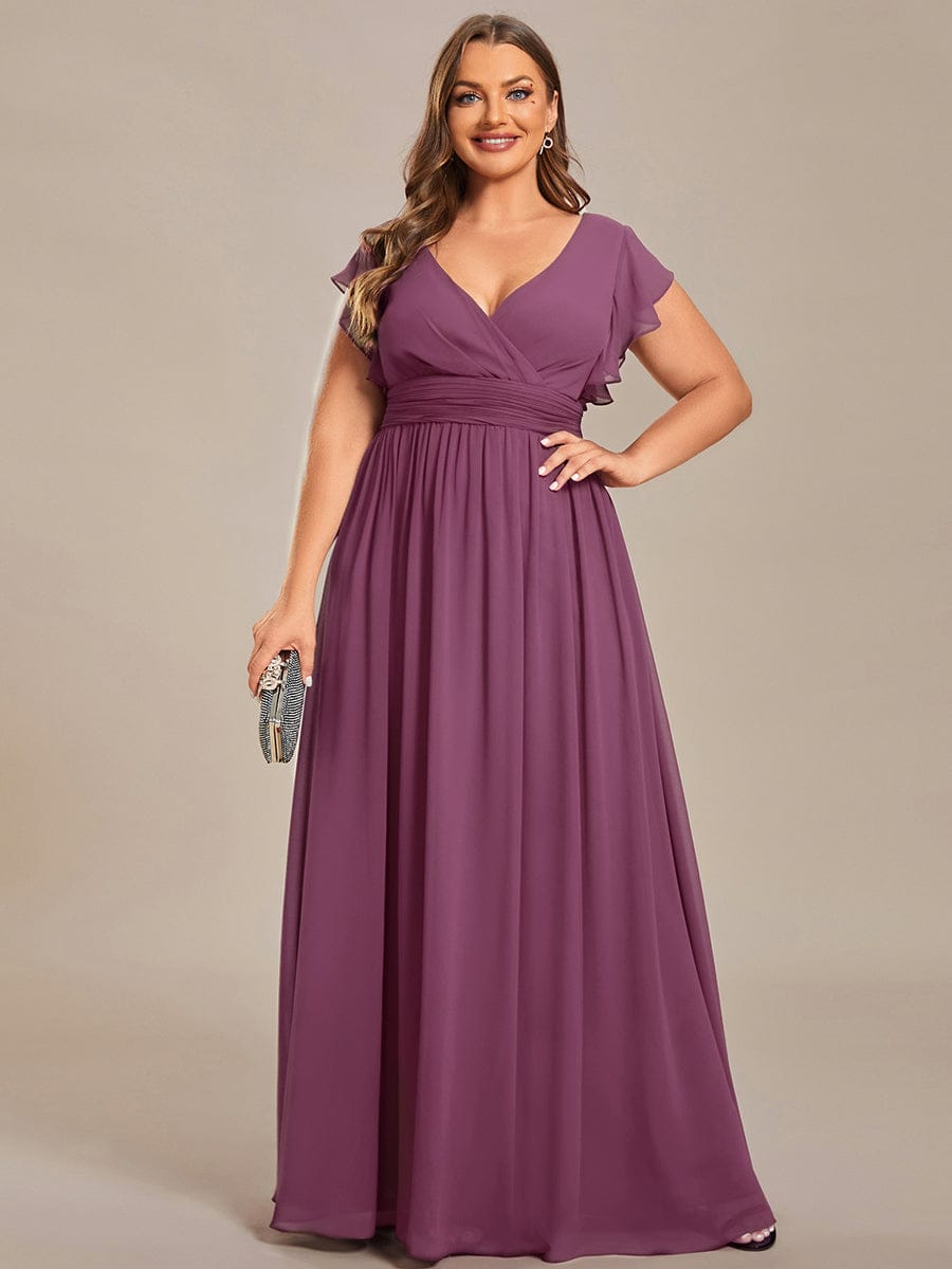 pretty LILYANA|Plus Size Chiffon Pleated A-Line Back Cutout Bridesmaid Dress