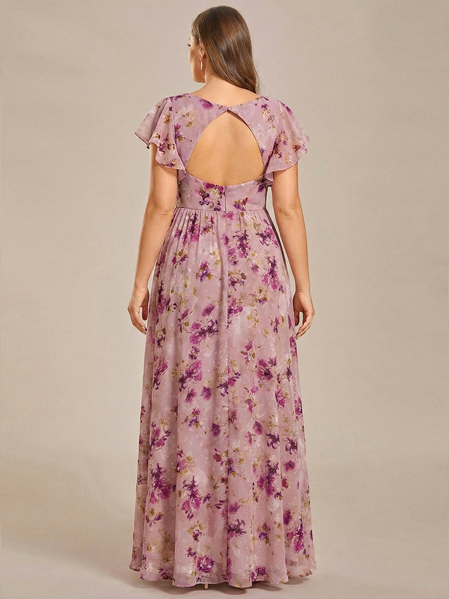 pretty LILYANA|Plus Size Chiffon Pleated A-Line Back Cutout Bridesmaid Dress