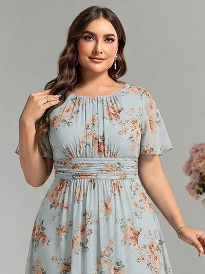 pretty KIMORA|Plus Size Simple Chiffon Pleated A-Line Bridesmaid Dress