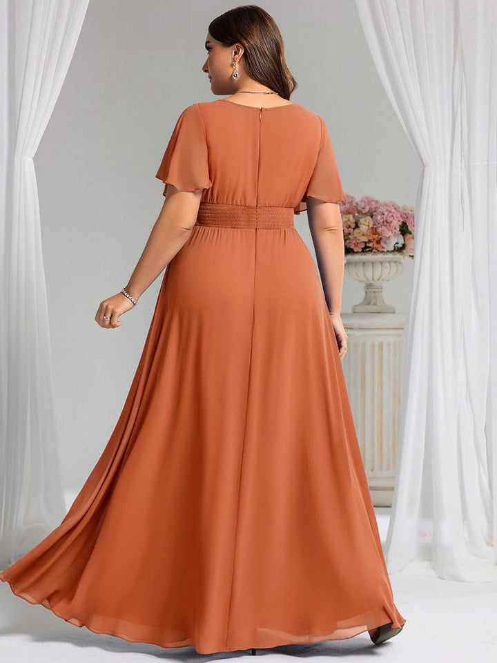 pretty KIMORA|Plus Size Simple Chiffon Pleated A-Line Bridesmaid Dress