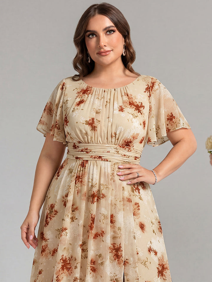 pretty KIMORA|Plus Size Simple Chiffon Pleated A-Line Bridesmaid Dress