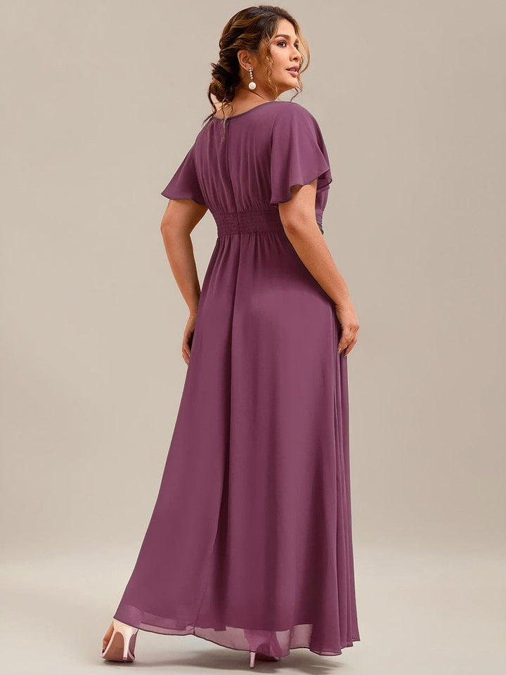 pretty KIMORA|Plus Size Printed Chiffon Pleated Maxi Wedding Guest Dress