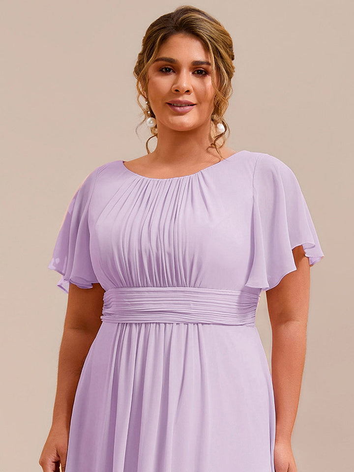 pretty KIMORA|Plus Size Simple Chiffon Pleated A-Line Bridesmaid Dress