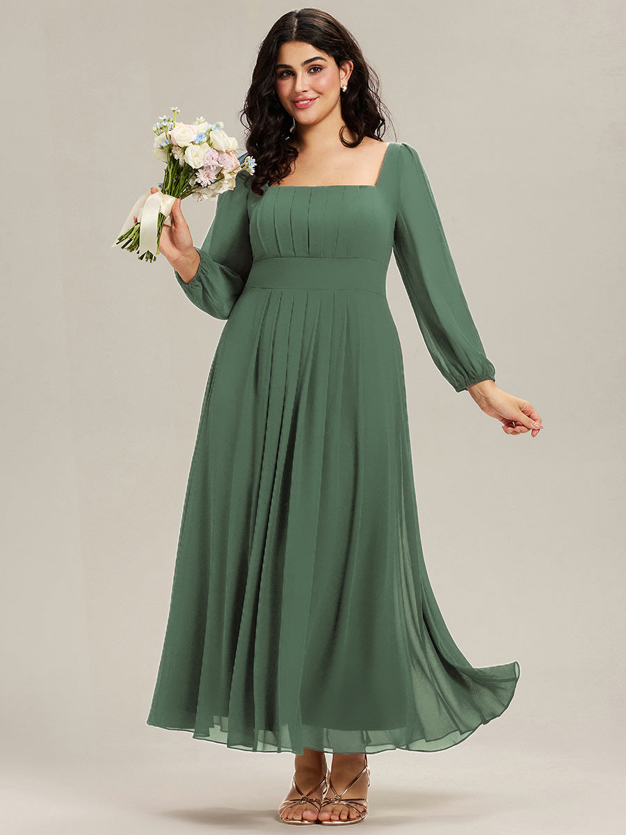 ever LYDIA|See-through Chiffon Lantern Sleeve Bridesmaid Dress