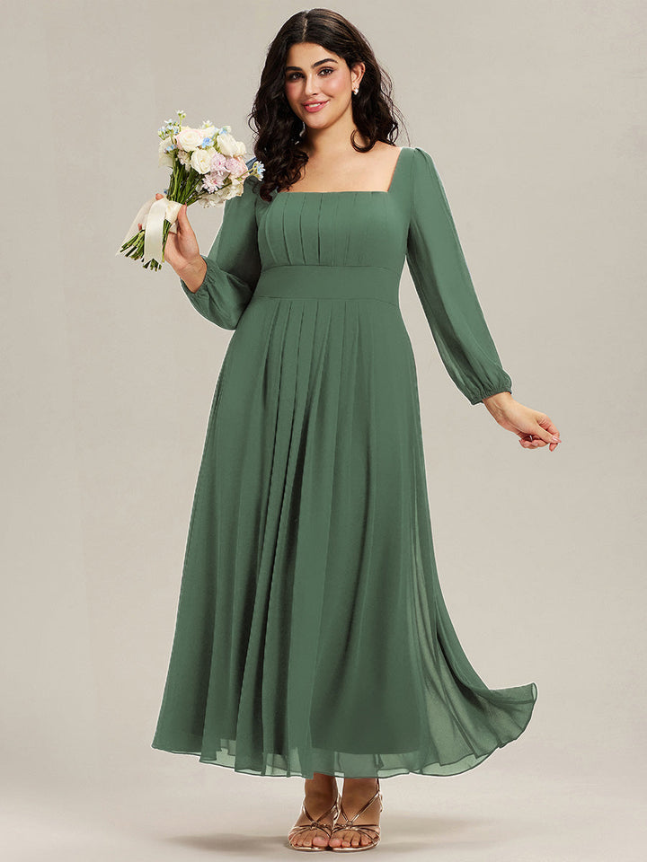 ever LYDIA|See-through Chiffon Lantern Sleeve Bridesmaid Dress
