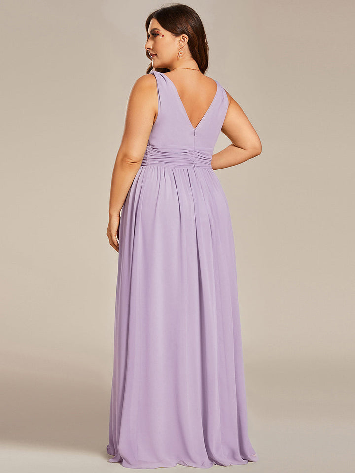 ever HUSH|Chiffon Empire Waist Sleeveless Pleated V-neck Bridesmaid Dress