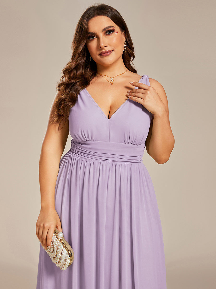 ever HUSH|Chiffon Empire Waist Sleeveless Pleated V-neck Bridesmaid Dress