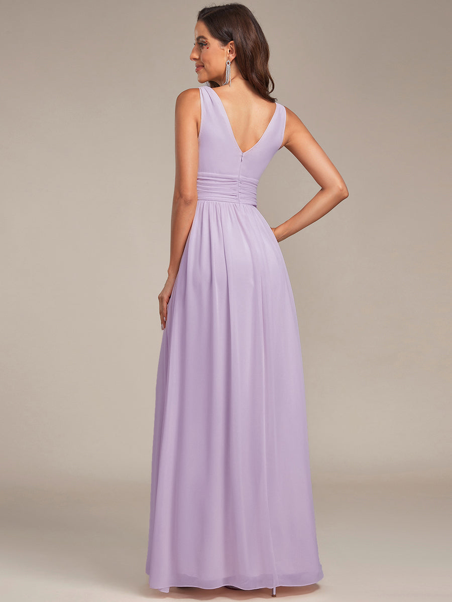 ever HUSH|Chiffon Empire Waist Sleeveless Pleated V-neck Bridesmaid Dress