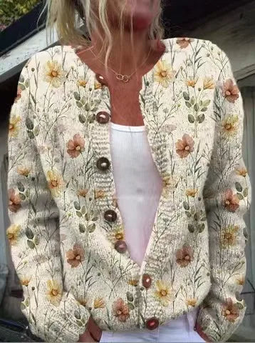 Sofie | Loose fitting cardigan with print