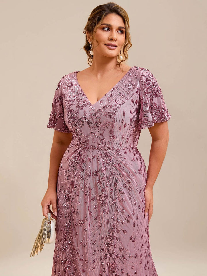ever PALMER|Sequin Embroidery Mermaid Formal Dress