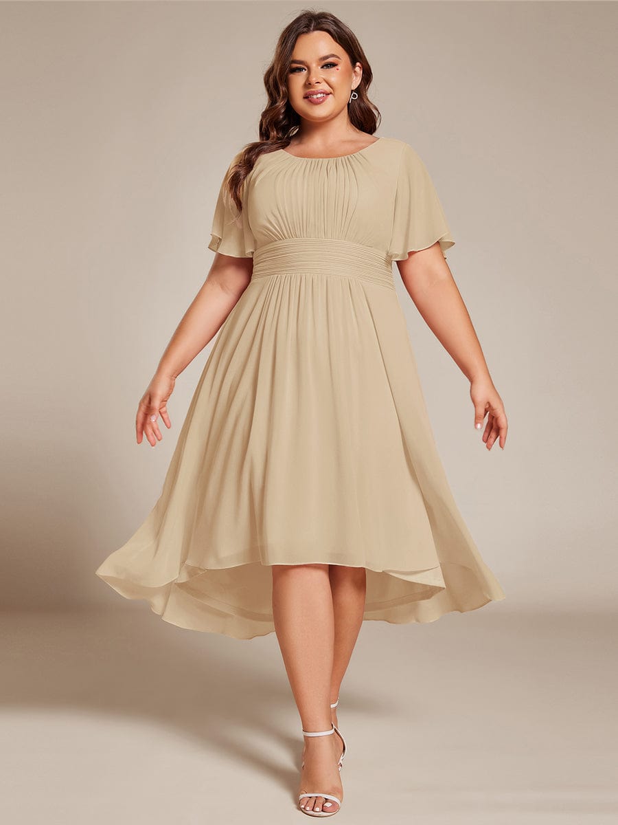 ever EDEN|Flowy Chiffon Round Neckline A-Line Knee Length Wedding Guest Dress