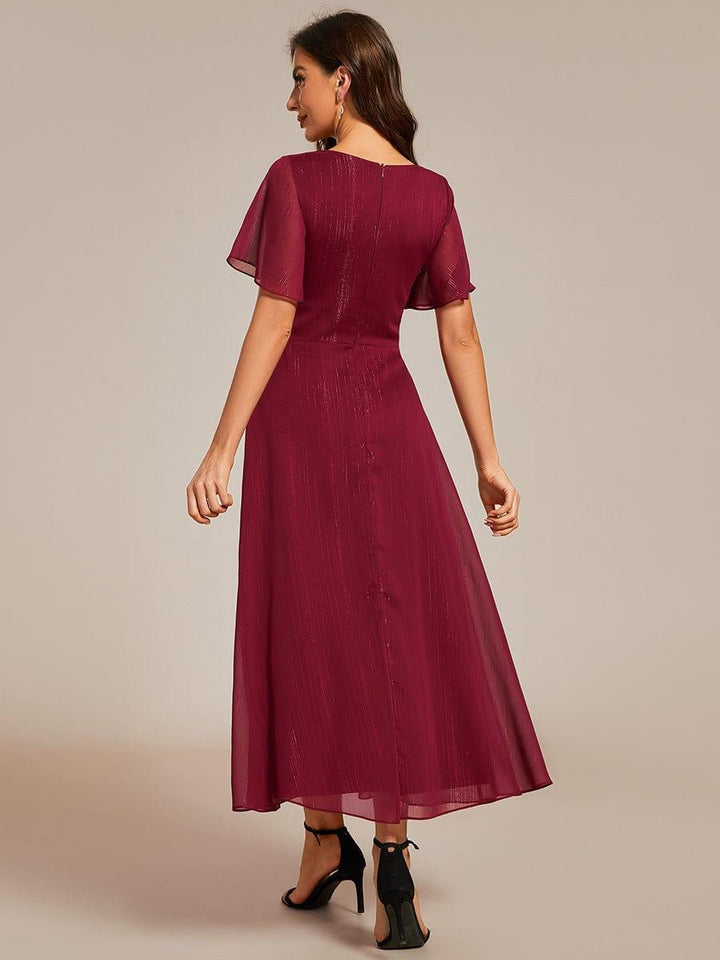 ever EMBER|Glitter Twist Knot See-Through Long Sleeve Wedding Guest Dress