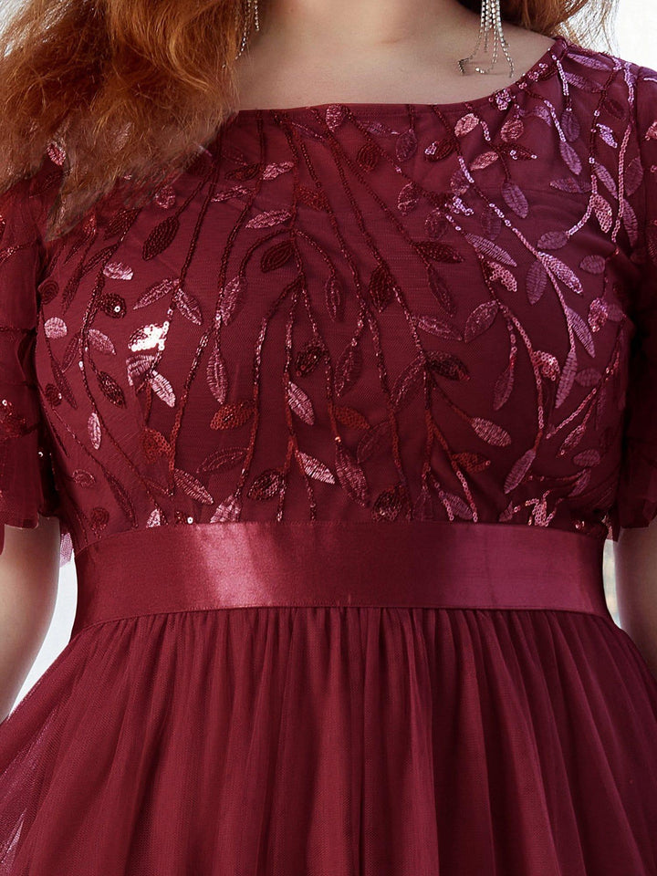 pretty SAPHIR|Plus Size Women's Embroidery Evening Dresses with Short Sleeve