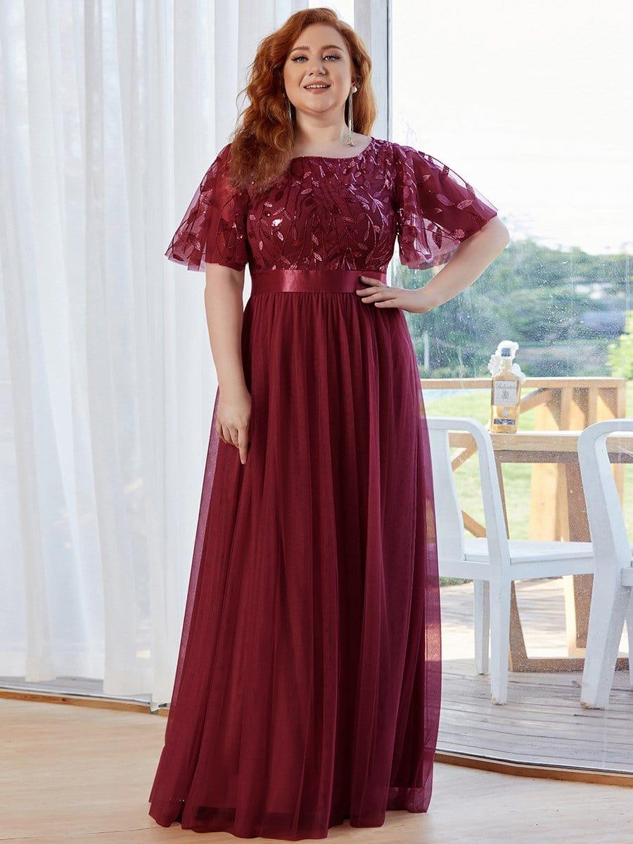pretty SAPHIR|Plus Size Women's Embroidery Evening Dresses with Short Sleeve