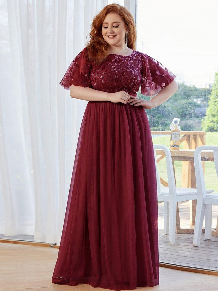 pretty SAPHIR|Plus Size Women's Embroidery Evening Dresses with Short Sleeve