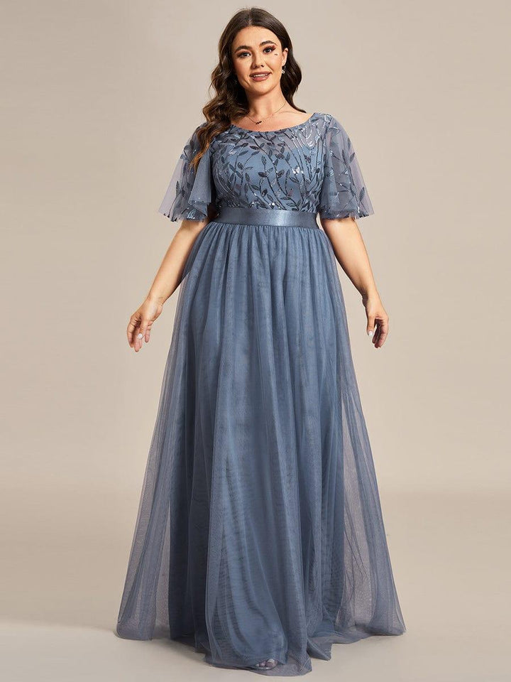 pretty SAPHIR|Plus Size Women's Embroidery Evening Dresses with Short Sleeve