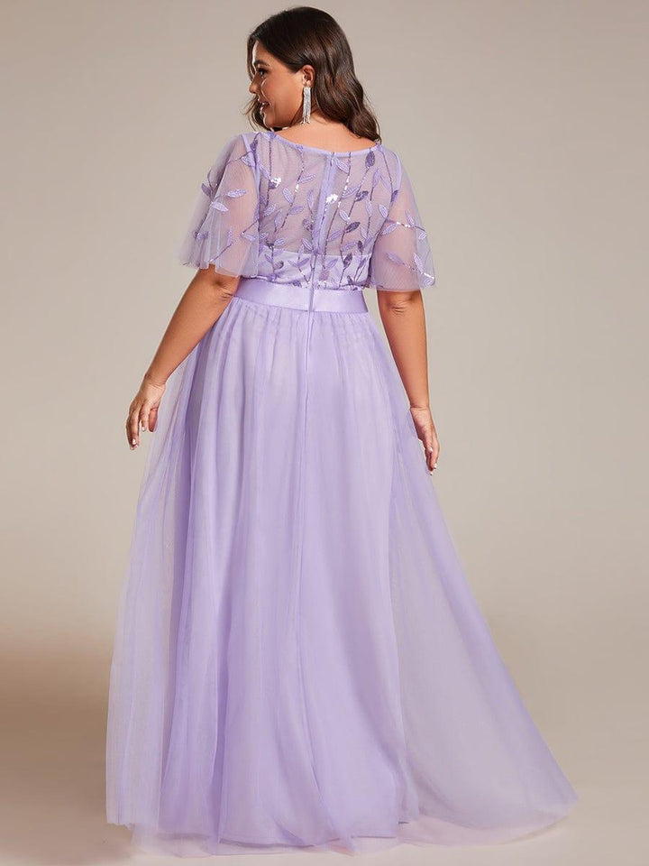 ever SAPHIR|Women's A-Line Short Sleeve Embroidery Floor Length Evening Dresses