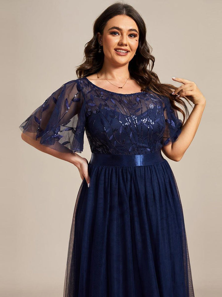 pretty SAPHIR|Plus Size Women's Embroidery Evening Dresses with Short Sleeve
