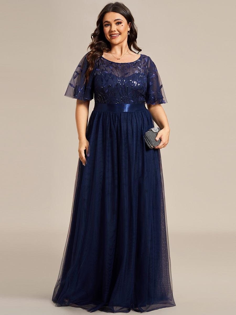pretty SAPHIR|Plus Size Women's Embroidery Evening Dresses with Short Sleeve