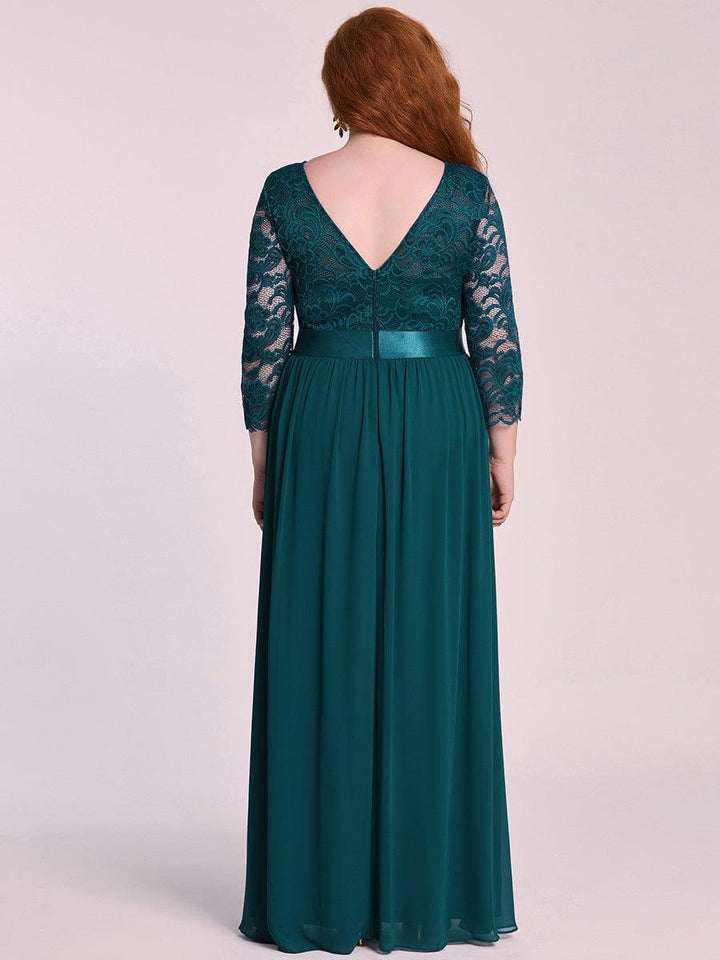 pretty FAUN|Simple Plus Size Lace Evening Dress with Half Sleeves