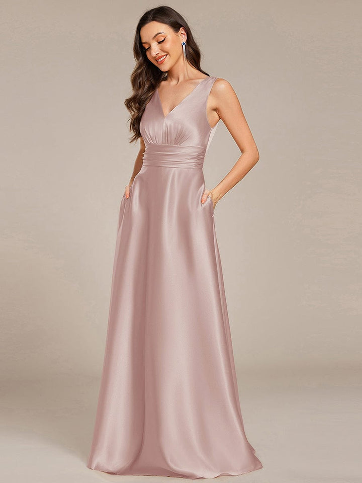 ever INDY|Satin Maxi Wedding Guest Dress with Pockets